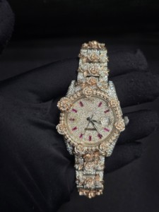 Reloj de Lujo para Mujer, Mecánico, con Incrustaciones de Diamantes, en Oro Rosa y Acero Inoxidable, con Esfera Analógica con Indicador de Fecha, 40MM, Cierre Plegable - Product Image 1