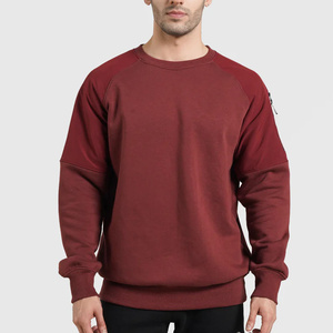Men Brown Crew Neck Sweatshirt Regular Fit Solid Color Casual Long Sleeve <b>Pullover</b> 100% Cotton Fleece Knitted Winter Embroidered - Product Image 4