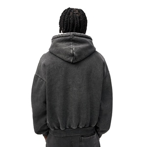 Conjunto de chándal para correr con lavado ácido personalizado, pantalones de chándal acampanados transpirables de algodón 100% y Sudadera con capucha para estampado de hojaldre - Product Image 5