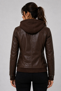 Fashion Breathable Waterproof <b>Leather</b> <b>Jacket</b> Women Front Design Stand Collar <b>Long</b> Sleeve Biker Inspired Outerwear Casual Wear - Product Image 4