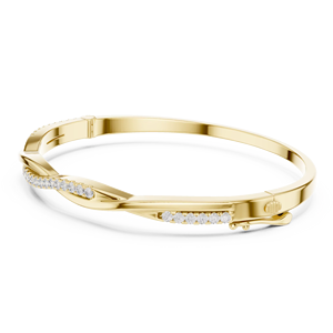 TRENDY LAB GROWN CUT 0.7CT DIAMOND STIFF BRACELET SET 18KT YELLOW <b>GOLD</b> RHODIUM PLATED CERTIFIED LUXURY GIFTING PARTY WEDDING - Product Image 1