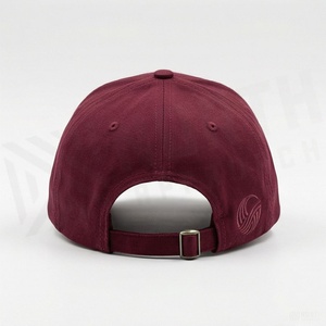 Gorra de Béisbol Borgoña de 6 Paneles con Logotipo Bordado en el Panel Frontal, Ajustable, Unisex, Estilo Casual - Product Image 2