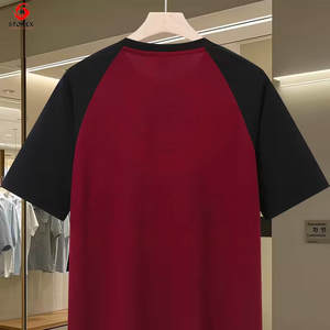 Camiseta de algodón para hombre con logo personalizado, manga corta, cuello redondo, informal, estilo raglan. - Product Image 2