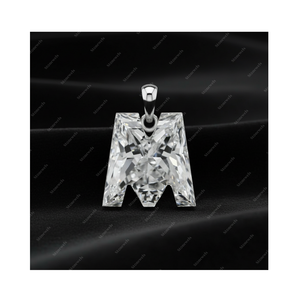 Colgante Solitario de Plata de Ley 925 con Letra Inicial M, Diamante Cultivado en Laboratorio con Certificación GIA IGI, DEF VVS VS, Regalo para Él y Ella - Product Image 1