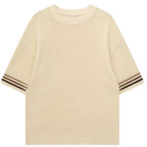 T-shirt en maille crochetée pour homme, manches courtes, en coton texturé, haut respirant décontracté pour l'été, style streetwear, vente en gros, fournisseur d'usine OEM - Product Image 1