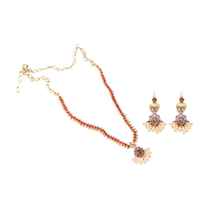 Luxury Gold Plated Pearl Bridal Jewelry Set-Trendy Kemp Necklace and Earrings - Product Image 3