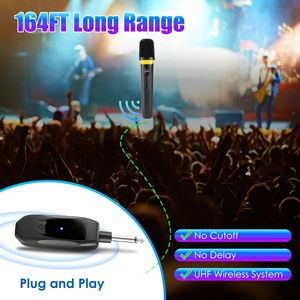 Microfoni Wireless UHF 2.4G con Portata di 50 Metri, Luci RGB, Microfoni Dinamici in Metallo per Karaoke, Feste e DJ - Product Image 5