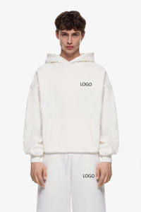 <b>Mens</b> Solid White Custom Logo <b>Pullover</b> Hoodie and Matching Jogger Sweatpants Tracksuit OEM ODM Wholesale Apparel - Product Image 2