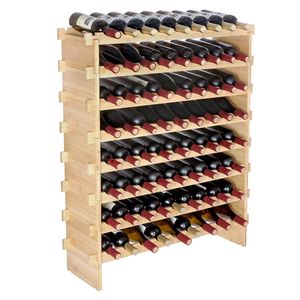 Estante Modular Apilable de Bambú Sólido de 8 Niveles para 72 Botellas, Exhibidor de Vino Independiente con Soporte para Botellas - Product Image 6
