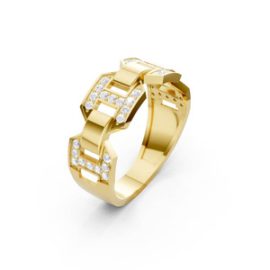 Anillo de Oro Amarillo de 18K con Diamante Cultivado en Laboratorio para Hombre, Diseño Geométrico Clásico, Certificado IGI, para Boda, Compromiso y Aniversario - Product Image 3