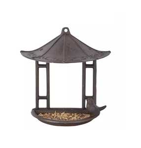Mangeoire à oiseaux vintage en métal en forme de parapluie, plateau à graines suspendu pour oiseaux sauvages avec toit pare-pluie et chaîne pour jardin, cour, terrasse extérieure, décoration - Product Image 2