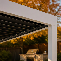 Pergola pliante minimaliste électrique à LED, toit rétractable motorisé en aluminium, gazebo de jardin personnalisable 3x4m pour extérieur