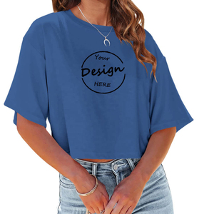 Camisetas Cortas de Algodón para Mujer al por Mayor, de Alta Calidad y Precio Económico, Cuello Redondo, Básicas, Lisas, Personalizables - Product Image 4