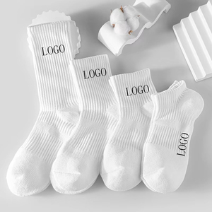 Chaussettes en coton jacquard respirantes et décontractées, noires et blanches, compression de classe 2, avec logo antidérapant sur le revers, chaussettes habillées épaisses - Product Image 4