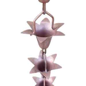 Vente chaude cuivre petite tulipe tasse conception chaîne de pluie chaîne de pluie en cuivre pour la maison et le jardin fabricant et exportateur - Product Image 4