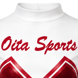 Red White Sublimated Cheer <b>Long</b> Sleeve Uniform Set Pleated <b>Skirt</b> Team Sportswear Athletic Training Practice Performance Custom - Product Image 6