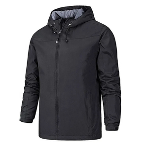 Veste coupe-vent en toile imperméable et veste de fraternité à col montant avec logo frontal, style urbain très tendance - Product Image 2