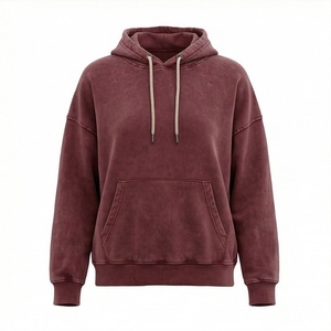 Sudadera con capucha personalizada de algodón puro, estilo streetwear, lavado ácido, efecto desgastado por el sol, antipilling, transpirable, para mujer. - Product Image 1