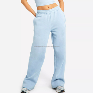 Exoro Apparels Best Selling Women Eco-Friendly Fleece Polyester/Cotton Mid Streetwear Wide Leg <b>Drawstring</b> Sweatpants Quick Dry - Product Image 3