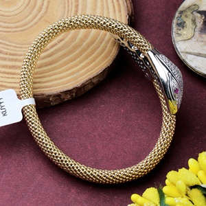925 Sterling <b>Silver</b> Snake Cuff <b>Bracelet</b> Yellow Gold Plated Cubic Zirconia <b>Bangle</b> for Women Vintage Fine Jewelry Gift - Product Image 4