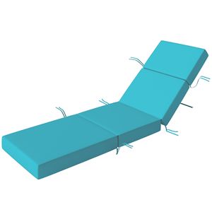 Cuscino per Chaise Longue da Esterno Blu 53x183 cm, Spessore 10 cm con Lacci per Mobili da Giardino - Product Image 1