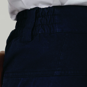Men Navy Straight Fit Casual <b>Trousers</b> <b>Elastic</b> <b>Waist</b> Breathable Polyester Cotton Oxford Fabric Side Pockets Right Leg Logo - Product Image 5