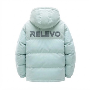 Chaqueta Acolchada con Capucha Unisex RELEVO, Cuello Tejido Estándar, Cierre Frontal con Cremallera, Logotipo, Color Sólido Informal, Relleno de Poliéster - Product Image 3