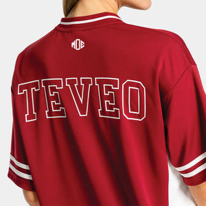 Camiseta Deportiva de Malla Sublimada Personalizada para Mujer, Estilo Fútbol Americano Rojo, Venta al Por Mayor, Marca Privada OEM, Proveedor para Mujeres - Product Image 5