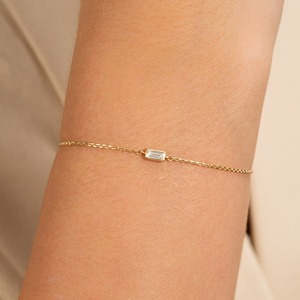 Minimal Dainty 14K Gold Diamond Protection <b>Charm</b> Bracelet Lucky <b>Charm</b> Solid Gold Diamond <b>Charm</b> Initial Personalized Jewelry Gift - Product Image 6