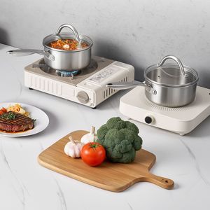 Cacerola de Acero Inoxidable de 1.5 Qt con Tapa de Vidrio, Olla Pequeña Antiadherente Multiusos para Uso Diario - Product Image 2