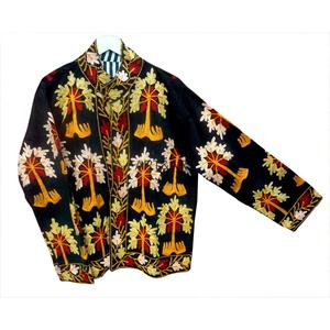 Women's Luxury Suzani <b>Corduroy</b> <b>Jacket</b> Floral Hand Embroidery Quilted Mandarin Collar Festival Winter Coat - Product Image 2