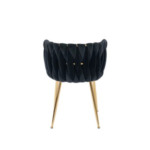 Sillas de Comedor Negras con Patas de Metal Dorado, Sillón Tapizado en Terciopelo con Brazos Acolchados para Comedor, Cocina, Sala de Estar - Product Image 3
