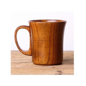 Solid Wood Mug Handmade Natural Wooden Coffee Cup Rustic Style Eco Friendly Drinkware for Home Kitchen - Product Image 1