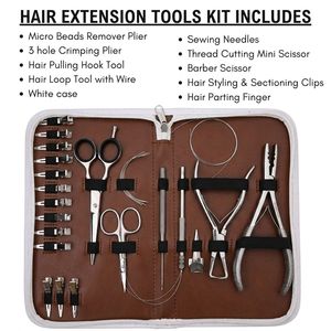 Kit d'outils pour extensions capillaires de salon en acier inoxydable de qualité chirurgicale, Pince de retrait de micro-perles, Pince à sertir à 3 trous, Applicateur de perles I-Tip - Product Image 5