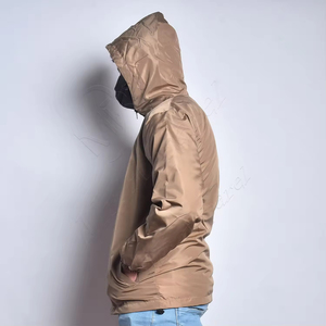 Sudaderas con capucha de tela cortavientos de alta calidad para hombre, manga larga, con cremallera grande, bolsillos, chaqueta cortavientos impermeable personalizada para hombre - Product Image 4