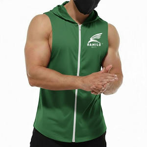Sudaderas sin Mangas Personalizadas para Hombre, Estilo Fitness, Mezcla de Algodón, Ropa Deportiva Atractiva para Invierno, Teñido Liso - Product Image 3