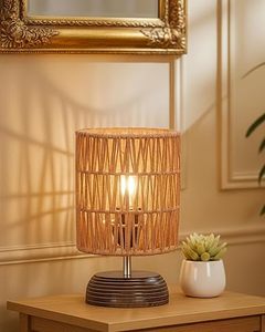 Cylindrical Fabric Table Lamp with Mechanical Control Modern <b>Bedside</b> <b>Reading</b> <b>Light</b> Tabletop Decorative Lamp for Bedroom - Product Image 5