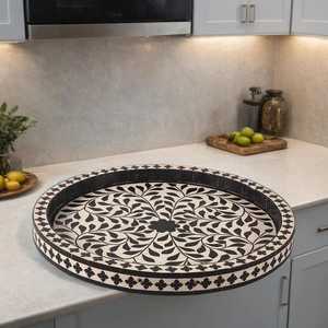 Bone Inlay Serving Tray Decorative Coffee Table Organizer - Product Image 3