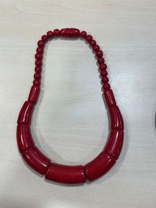 Collar de resina hecho a mano con cuentas naranjas redondas, accesorio de moda para mujer de la India. - Product Image 5