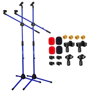 Support de microphone sur pied 5-en-1 réglable en hauteur avec 4 trépieds et bras télescopique extensible - Product Image 1