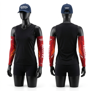 Manguito de Voleibol Sublimado Personalizado, 180 GSM, Poliéster y Spandex, Diseño de Paneles Azul, Blanco y Dorado, Logotipo Impreso - Product Image 4