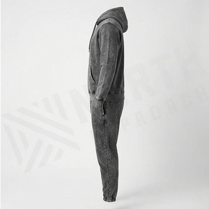 Custom Logo Oversized Men Acid Wash Tracksuits Regular Fit Cotton Blend Sportswear Breathable Sweatpants <b>Jogging</b> <b>Suits</b> - Product Image 3