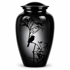 Hermosa urna conmemorativa de esmalte con diseño de mariposa y árbol para cenizas funerarias de adultos - Product Image 1