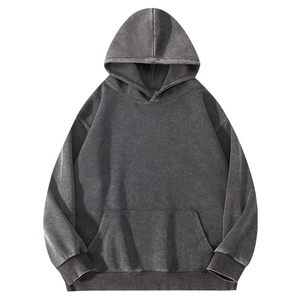 Sudadera con capucha y cremallera para hombre, con lavado ácido personalizado, efecto desgastado y pintado a mano, de alta calidad, oversize, estilo urbano, al por mayor - Product Image 2