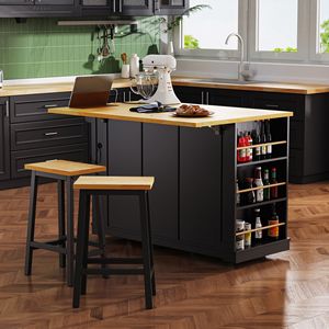 Carrello da Cucina Grande da 53 Pollici con 5 Ruote, 5 Prese Elettriche, Sportello, Ripiano Interno e Piano Ribaltabile - Product Image 3