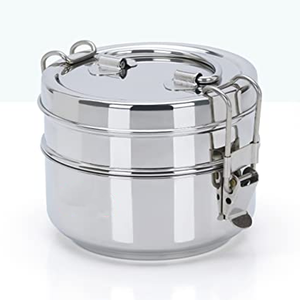 Boîte à lunch scolaire en acier inoxydable 2 compartiments 1000 ml Capacité Design luxueux Léger Étanche Passe au lave-vaisselle Facile à transporter - Product Image 1