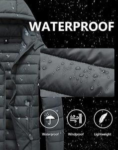 Veste d'hiver matelassée pour femme avec capuche, rembourrée en polyester, tricotée, zippée, imperméable, coupe-vent, décontractée, pour l'extérieur - Product Image 3