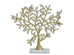 Gold and Silver Aluminum <b>Tree</b> Sculpture on White Marble Base Elegant Metallic <b>Branch</b> Figurine for Modern Home Office Shelf Decor - Product Image 2
