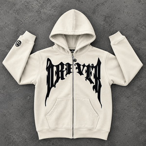 Men's <b>Black</b> Front Zip up Hoodie 100% Cotton Embroidered Breathable Oversized <b>Fleece</b> Pullover Winter Streetwear - Product Image 2
