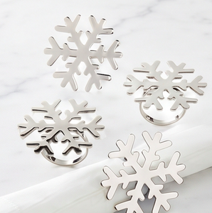 <b>Silver</b> Snowflake <b>Napkin</b> Rings Metal Christmas Table Decorations For Holiday And Dinner Party Use - Product Image 1